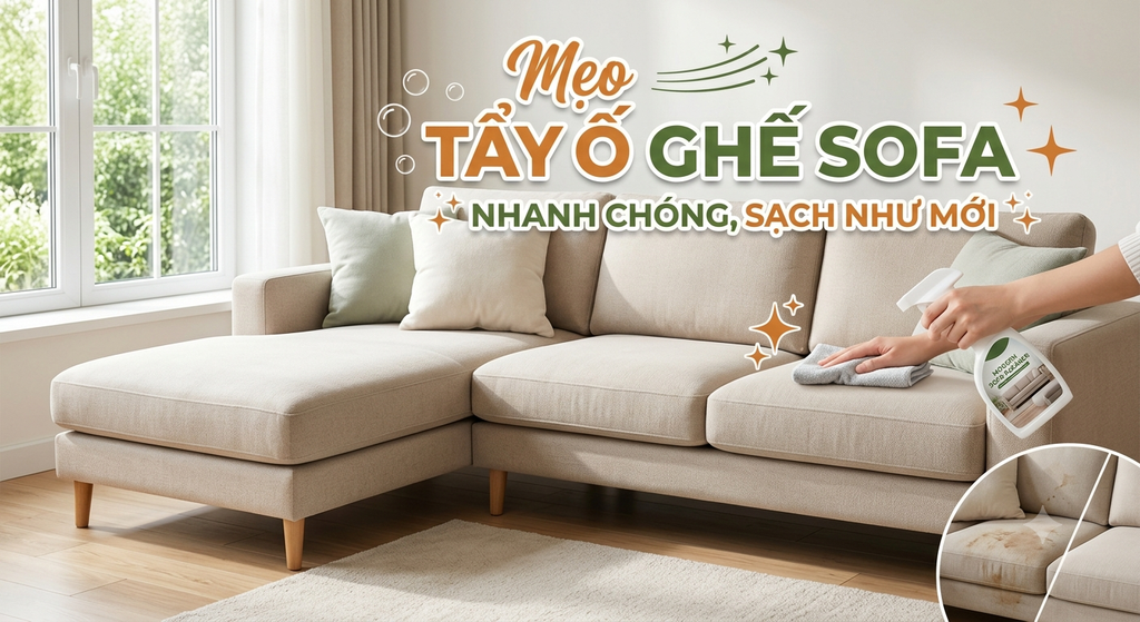 Mẹo tẩy ố ghế sofa nhanh chóng, sạch như mới