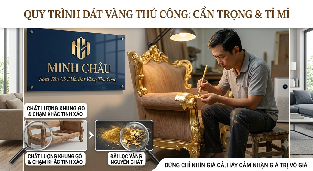 Vì Sao Sofa Tân Cổ Điển Dát Vàng Thủ Công Lại Đắt Giá?