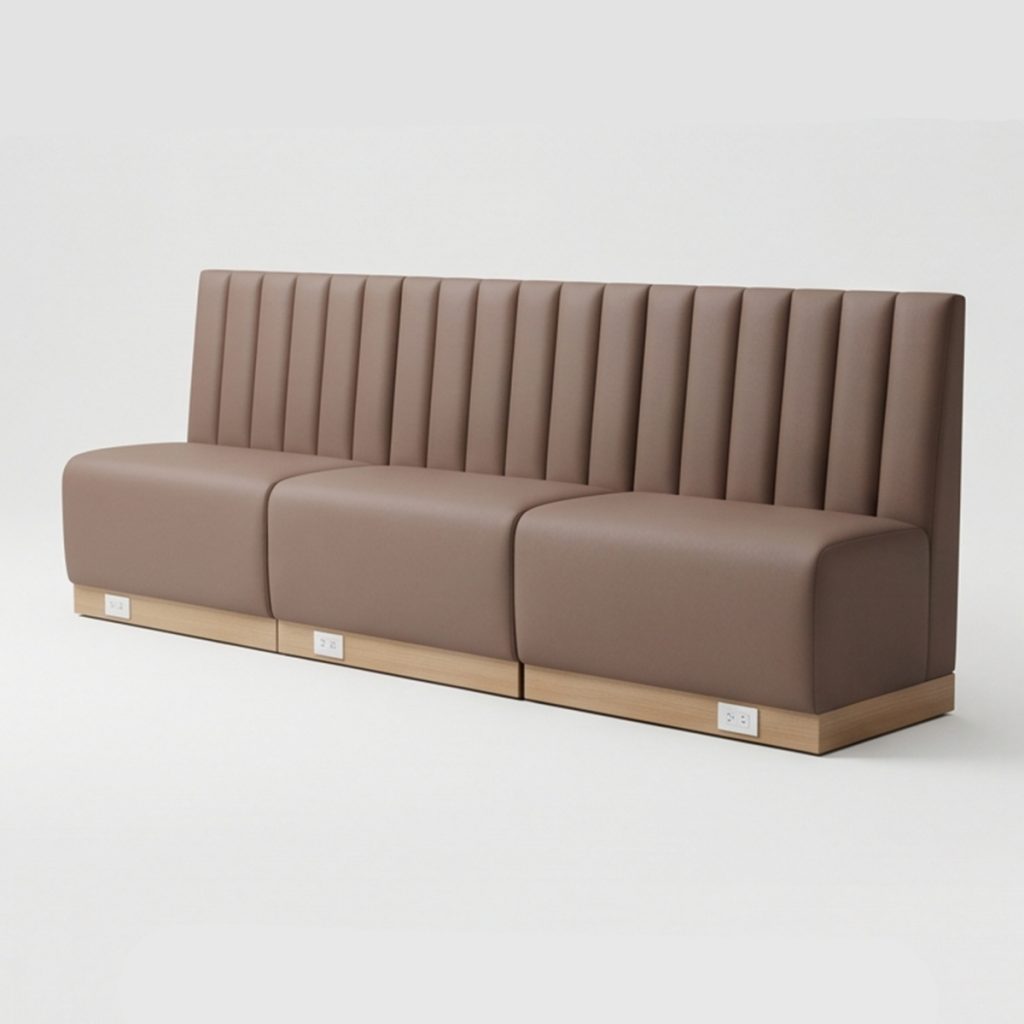 Sofa góc chữ U bọc da cao cấp tựa lưng múi dọc