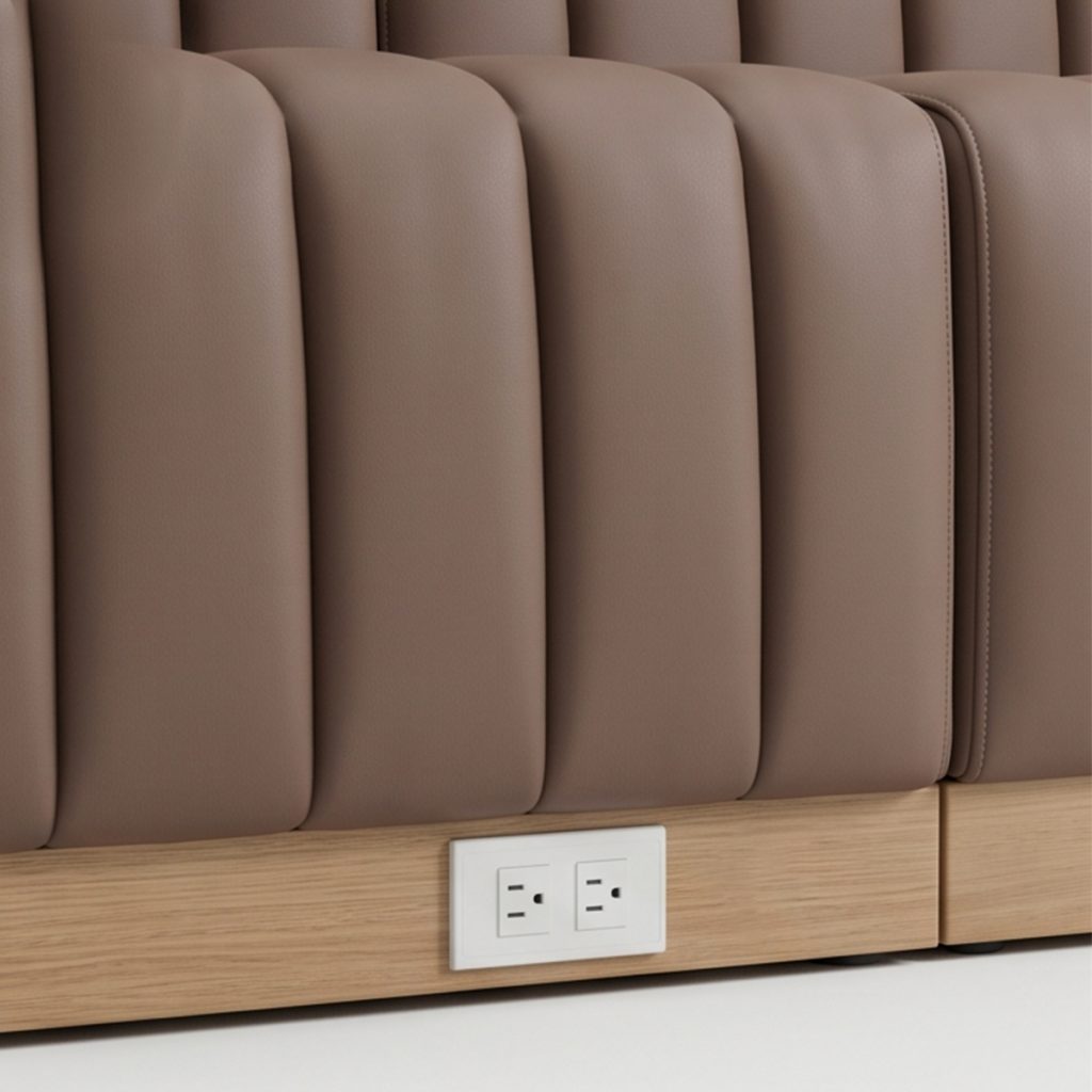 Sofa góc chữ U bọc da cao cấp tựa lưng múi dọc
