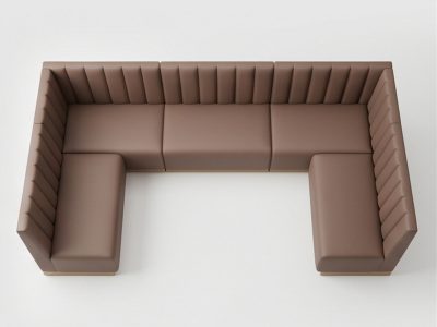 Sofa góc chữ U bọc da cao cấp tựa lưng múi dọc