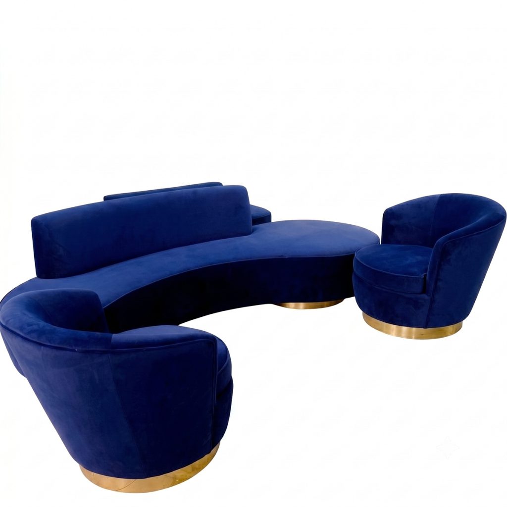 ghế sofa cong bọc nỉ
