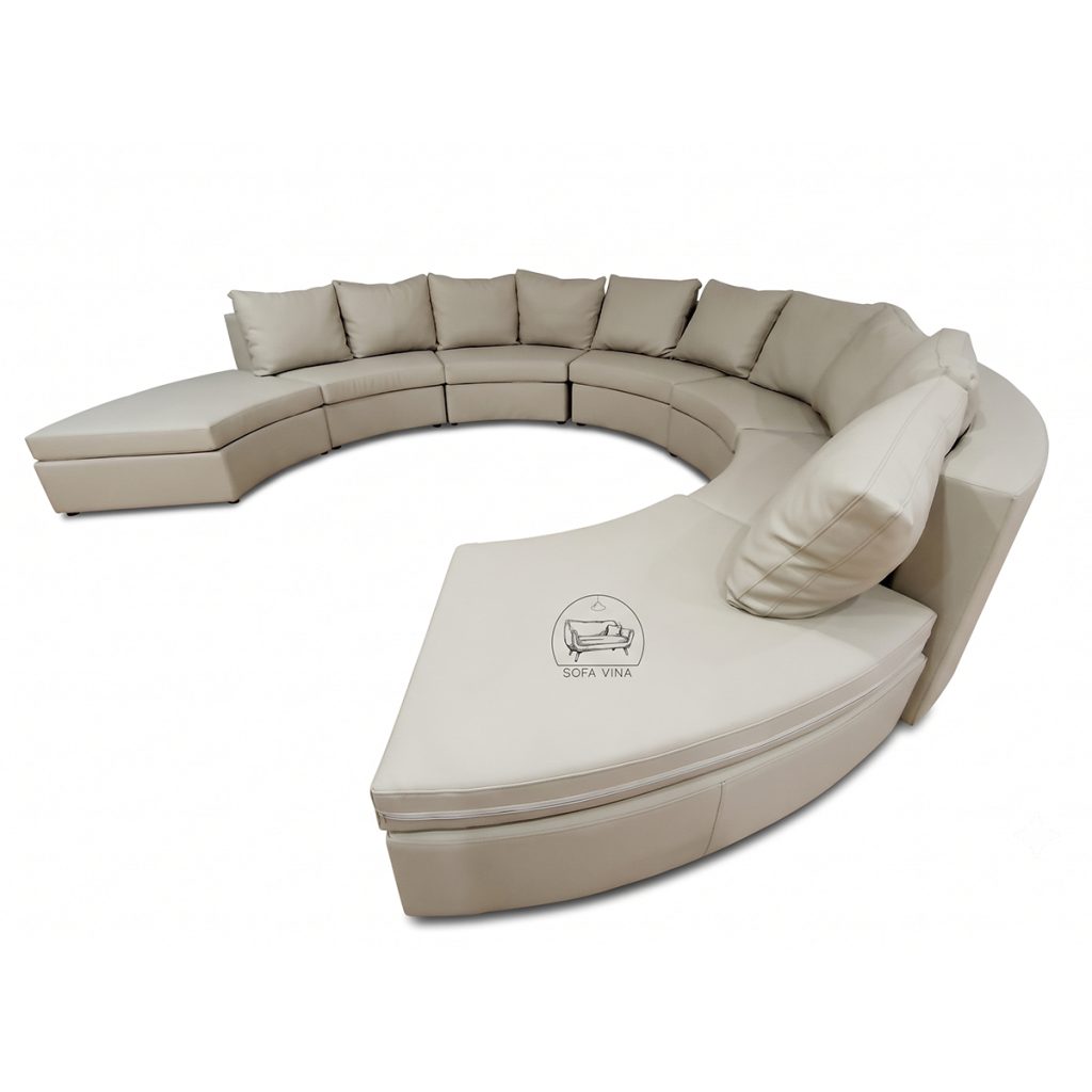 sofa tròn bọc da