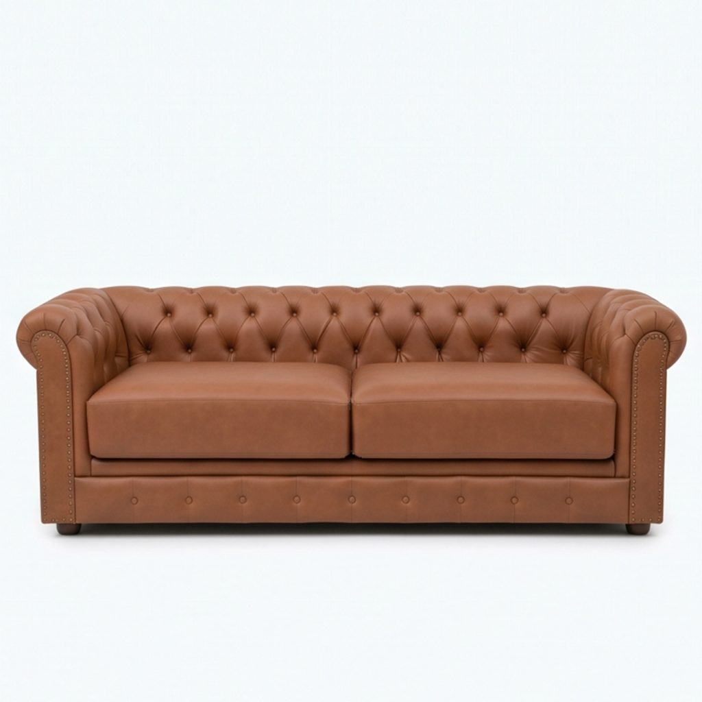 Sofa băng ba chỗ Chesterfield bọc da