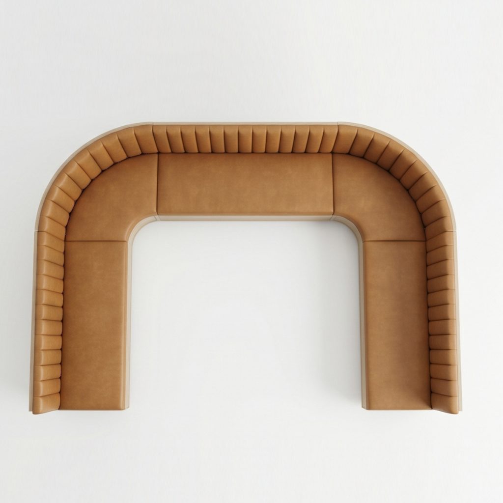 Sofa chữ U bọc da chân gỗ