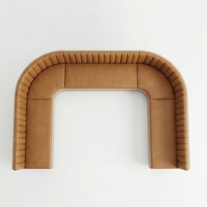 Sofa chữ U bọc da chân gỗ