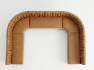 Sofa chữ U bọc da chân gỗ