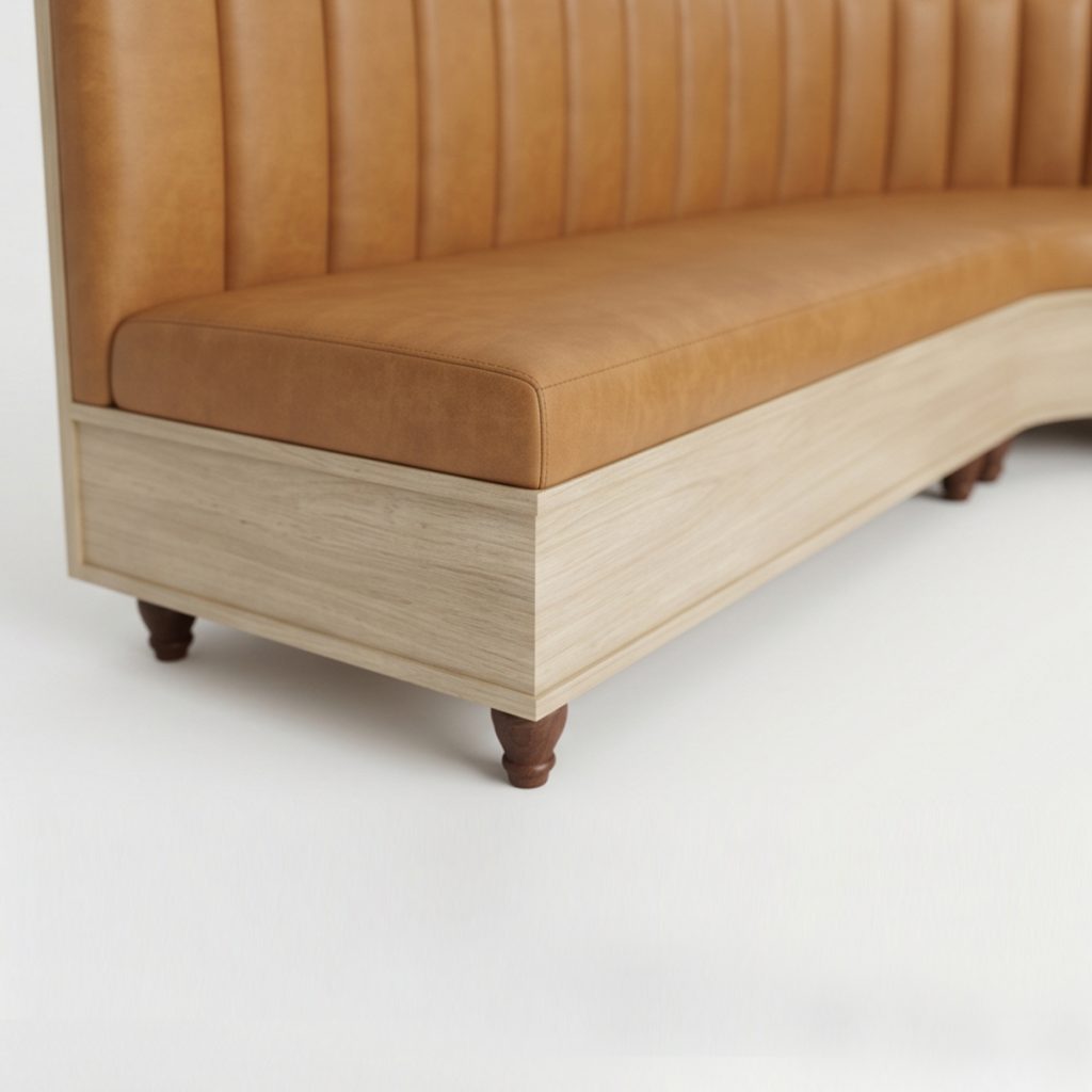 Sofa chữ U bọc da chân gỗ