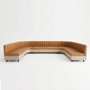Sofa chữ U bọc da chân gỗ
