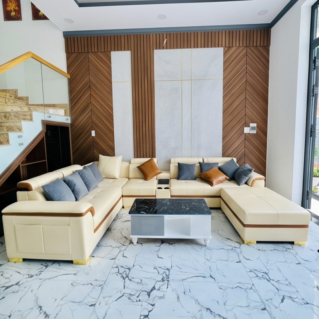 Sofa Góc Chữ L Bọc Da Cao Cấp