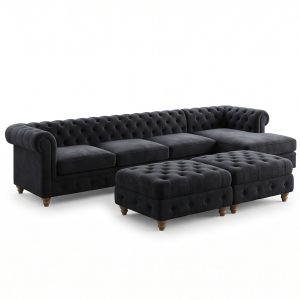sofa góc chữ l chesterfield bọc nỉ nhung