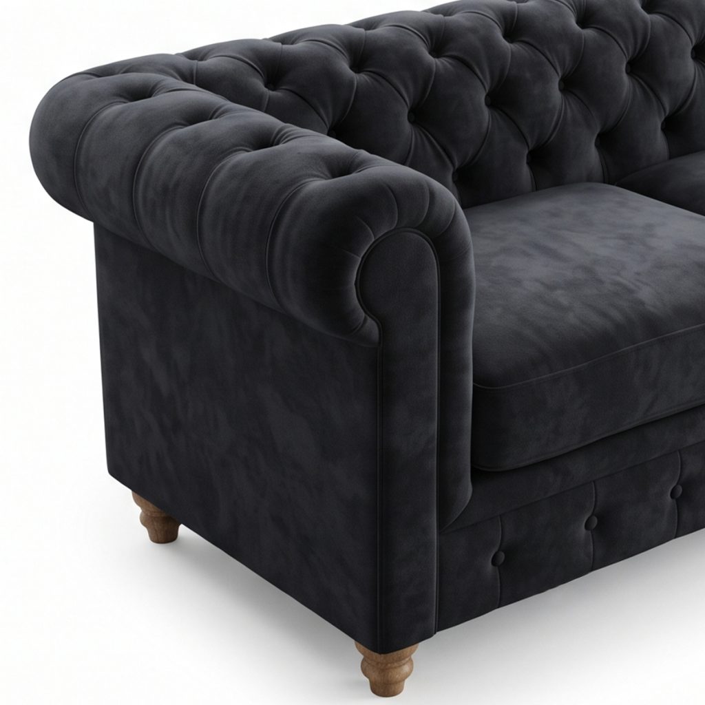 Sofa góc chữ L Chesterfield bọc nỉ nhung cao cấp