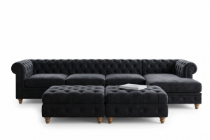 Sofa góc chữ L Chesterfield bọc nỉ nhung cao cấp